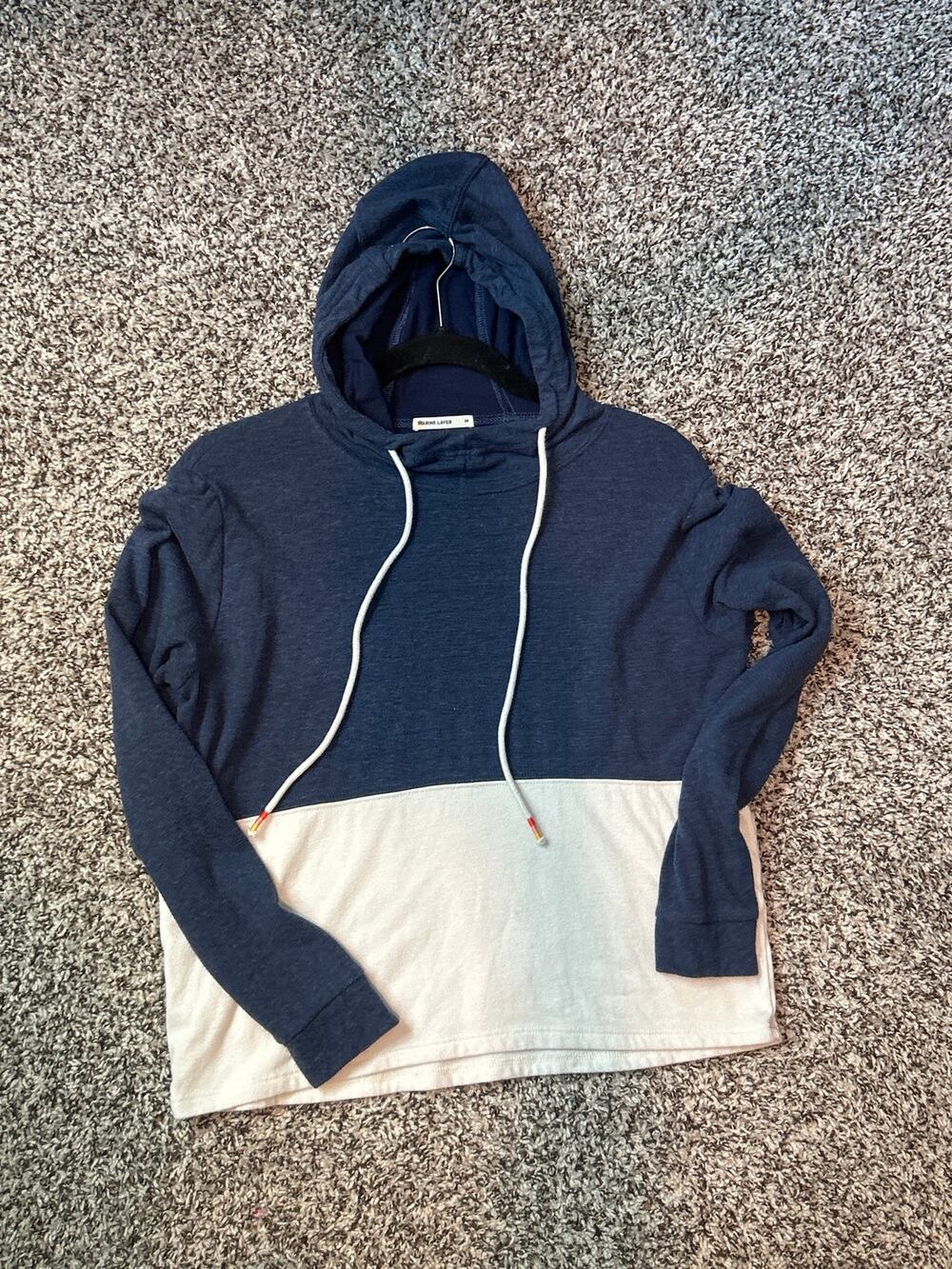 Marine Layer size M Knit Hoodie Navy and Cream